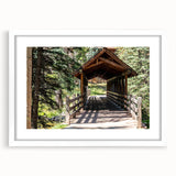 Abstract art print of Vail, Colorado landscape in muted earth tones on a framed white mat, suitable for dining room decor.