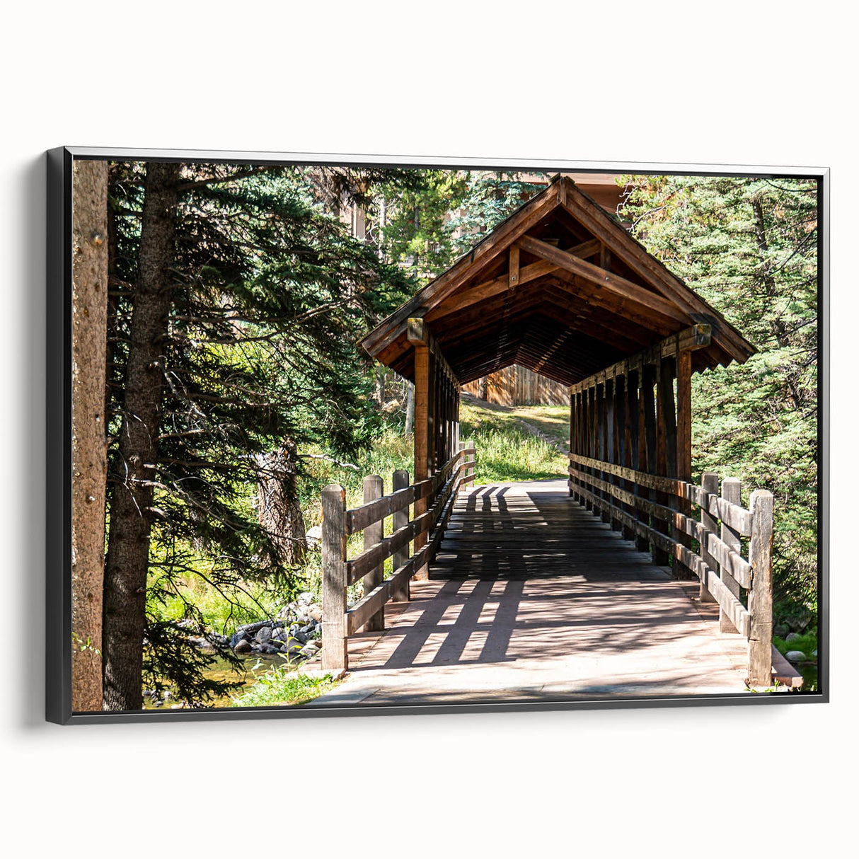 Black and white framed canvas featuring a vintage-style landscape of Vail, Colorado, ideal for bedroom wall art.