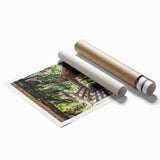 Extra large rolled print of Vail, Colorado scenery with floral elements in soft hues, ideal for classy bathroom wall art.