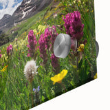 Large abstract depiction of Aspen trees in muted earth tones on acrylic glass.