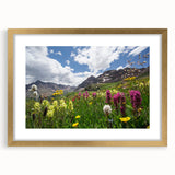 Extra large abstract art print of Aspen, Colorado in textured gold frame, showcasing vibrant autumn colors.