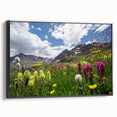 Framed canvas depicting a black and white landscape of Aspen, Colorado, ideal for bedroom wall decor.