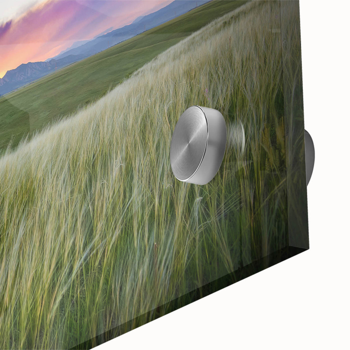 Large abstract wall art featuring Boulder, Colorado landscape in pastel shades on acrylic glass, ideal for dining room art.