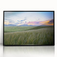 Large abstract wall art depicting a colorful Boulder, Colorado landscape on a black framed acrylic.
