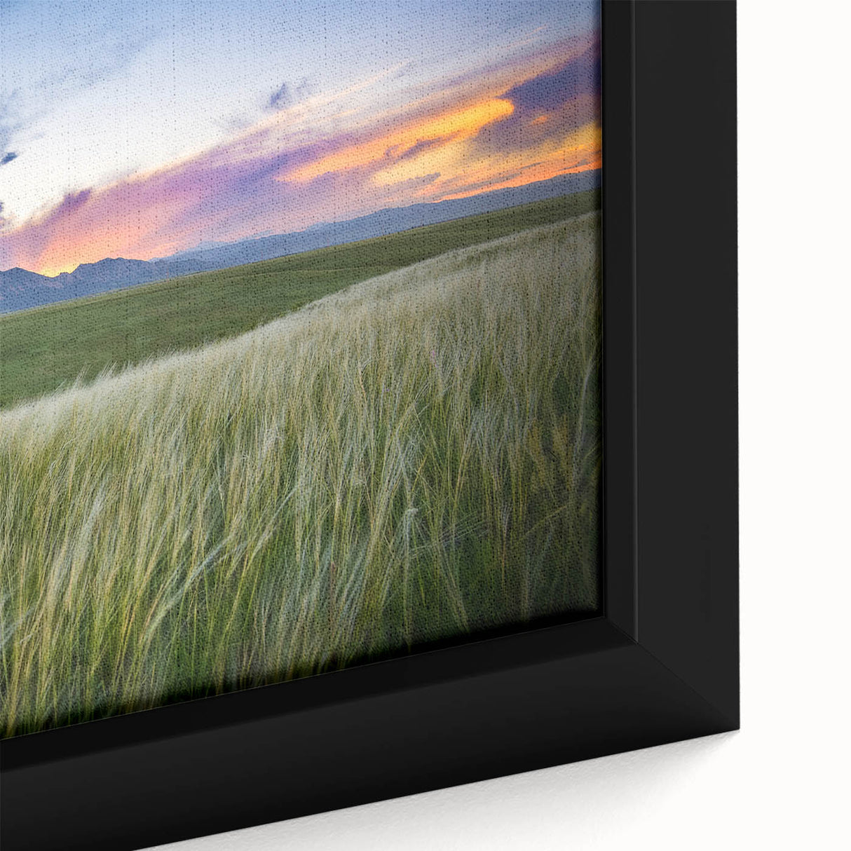 Extra large framed canvas depicting a textured Colorado Boulder landscape in black with colorful accents.