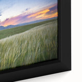 Extra large framed canvas depicting a textured Colorado Boulder landscape in black with colorful accents.