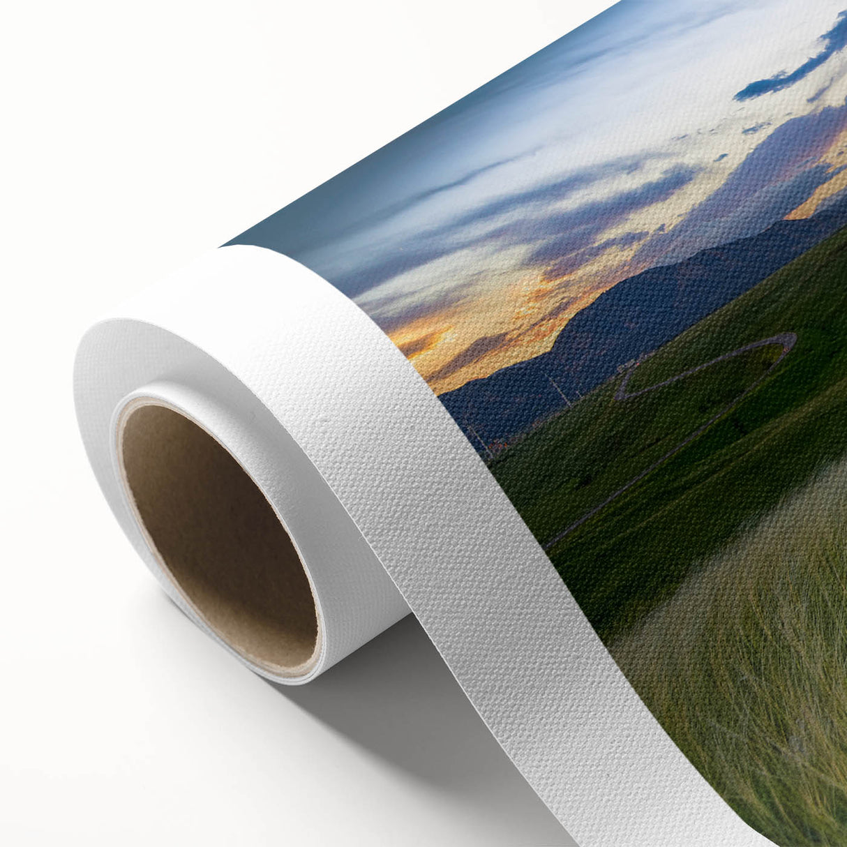 Art deco poster of Boulder, Colorado scenery on rolled canvas, with muted earth tones, ideal for nursery wall art.