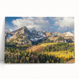 Black and white photo of Rocky Mountains on large stretched canvas, ideal for kitchen wall art.