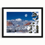 Extra large abstract art print of Colorado Springs with vibrant, textured colors on a framed canvas.