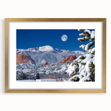 Extra large textured abstract art print of Colorado Springs in muted earth tones, framed in gold.