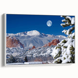 Vintage poster art of Colorado Springs on framed canvas, featuring colorful art in extra large size.