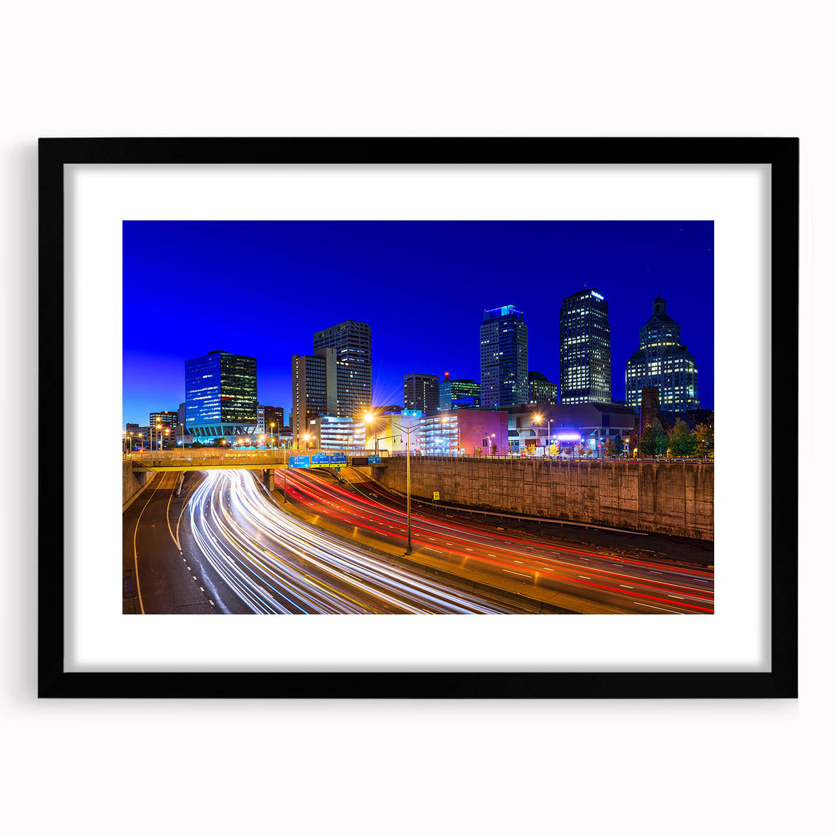 Abstract art print featuring vibrant, colorful textures of Connecticut scenery on a large framed canvas.