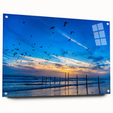 Acrylic print of a large abstract depiction of Daytona scenery in blue and gray tones.