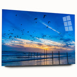 Large abstract wall art of Daytona scenery in pastel shades on acrylic glass, ideal for bedroom or dining room decor.