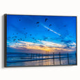 Black and white framed canvas of Daytona landscape, ideal for bedroom wall art.