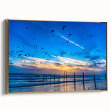 Framed canvas of vintage Daytona landscape painting in black and gold tones, ideal for bedroom wall art.