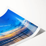 Extra large wall art featuring line art flowers in black on a white background, rolled print format.