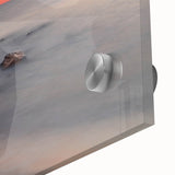 Large abstract wall art featuring geometric shapes in earth tones on acrylic glass, ideal for dining room ambiance.