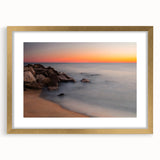 Extra large abstract art print of Delaware scenery in textured style, with gold frame and mat, suited for living room decor.