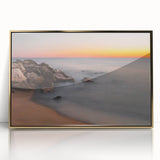 Acrylic print of Delaware landscape in mid-century modernist style, featuring muted earth tones.