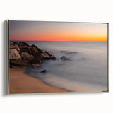 Framed canvas featuring a colorful Delaware landscape in a vintage poster style, ideal for enhancing living room decor.