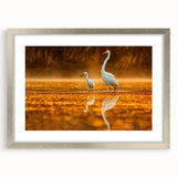 Abstract textured art of the Everglades in muted green and blue tones, framed in silver, ideal for bedroom art.