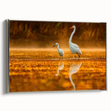 Framed canvas featuring a landscape art painting of the Everglades with vibrant greenery and silver frame.