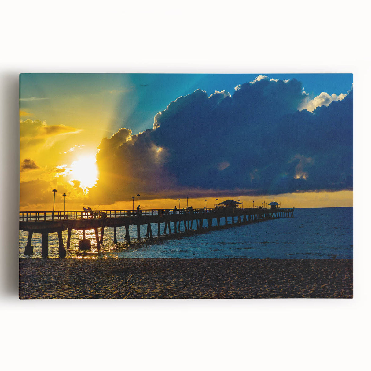 Black and white stretched canvas of Fort Lauderdale scenery, suitable as large kitchen wall art.