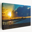 Fort Lauderdale skyline in muted watercolor tones on a large stretched canvas, suitable for kitchen wall art.