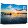 Acrylic print of the Florida Keys featuring vivid blue and green shades, ideal for dining room decor.