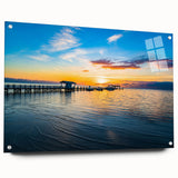 Acrylic print of the Florida Keys featuring vivid blue and green shades, ideal for dining room decor.