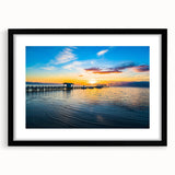 Colorful abstract art print of the Florida Keys in vibrant blue and green tones on a large textured canvas.