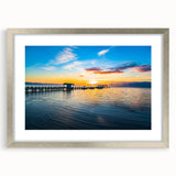 Textured art print of abstract Florida Keys scenery in silver frame, ideal for bedroom wall decor.