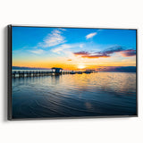 Black and white framed canvas of Florida Keys landscape, ideal for bedroom wall art in a vintage poster style.