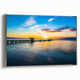 Framed canvas landscape art painting of Florida Keys with vibrant colors on a black background, ideal for living room decor.