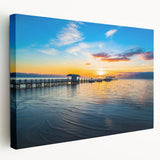 Large stretched canvas featuring a serene Florida Keys landscape with soft blue and green tones, ideal for kitchen wall art.