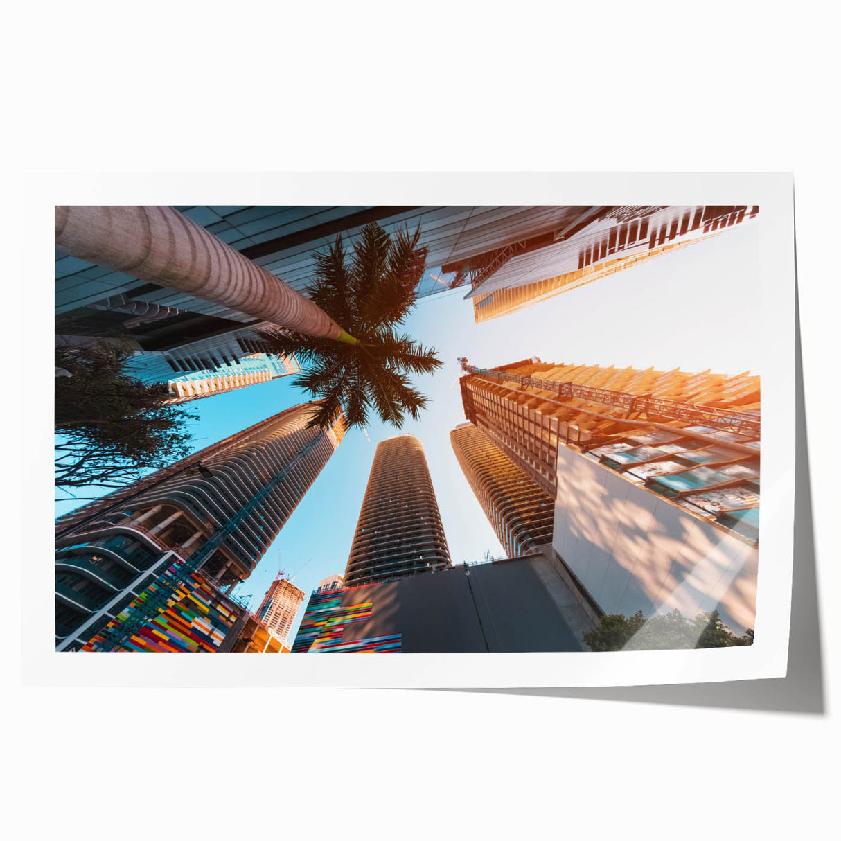 Extra large rolled print of Miami scenery with vibrant colors, ideal for art wall dining room.