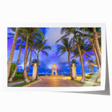 Rolled print of Palm Beach scenery with vibrant blue and green hues, ideal for art wall dining room.