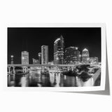 Extra large rolled print of Tampa skyline with vibrant twilight hues, suitable as art wall dining room.