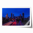 Atlanta skyline with muted colors on a rolled canvas, ideal for art wall dining room.