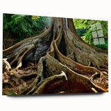 Large abstract wall art of Kauai scenery in vibrant green and blue tones on acrylic glass.