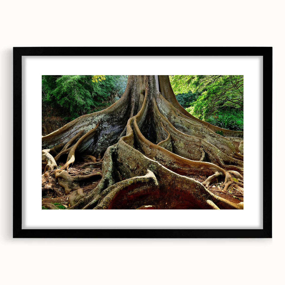 Abstract art print of Kauai scenery in vibrant, colorful hues on a textured, extra large canvas, ideal for living room decor.