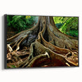Black and white framed canvas of Kauai landscape, ideal for bedroom wall decor.