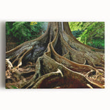 Black and white stretched canvas of a Hawaiian landscape, ideal for kitchen wall art.