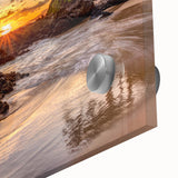 Large abstract depiction of Maui scenery in muted earth tones on acrylic glass, suitable for dining room art.