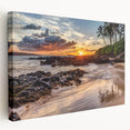 Large canvas print of a scenic Maui landscape in vibrant green and blue tones, suitable for kitchen wall art.