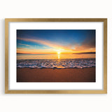 Extra large abstract art print of Oahu's scenery in textured style, framed in gold, ideal for living room decor.