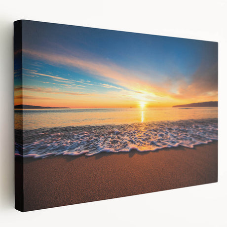 Panoramic view of Oahu's lush coastline on a large stretched canvas, with vivid green and blue tones.
