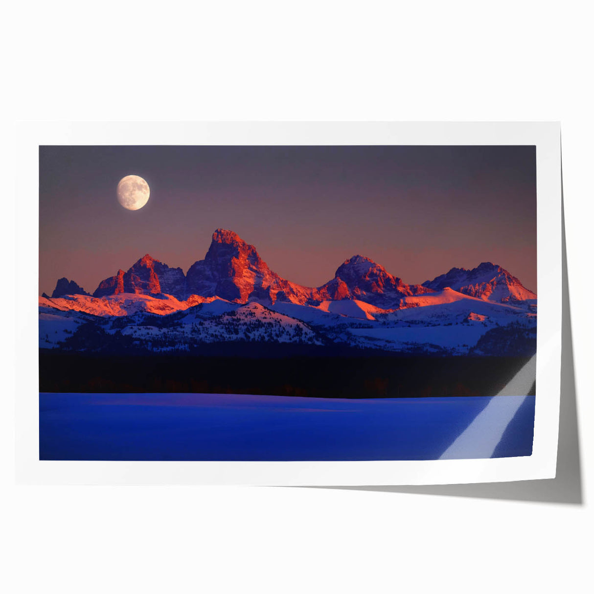 Rolled print of Idaho scenery with lush greenery and a river, in soft earth tones, suitable for dining room wall art.
