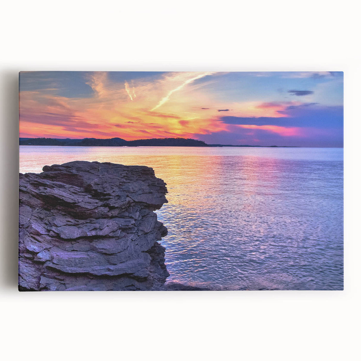Black and white photograph of Lake Michigan, on large stretched canvas, suitable as kitchen art.